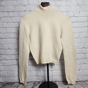 Y2K Cream Cropped Turtleneck Silk, Cashmere, and Nylon by Moda International